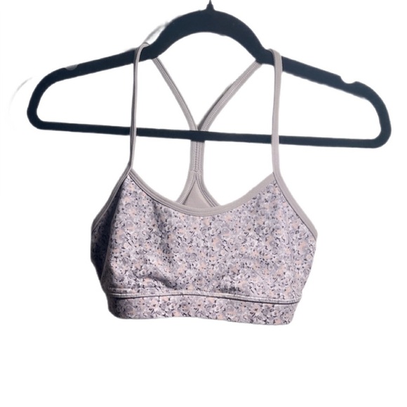 Lululemon Flow Y Bra IV Petite Fleur Silver Spoon Ambient Grey yoga Athleisure 4 - Picture 2 of 3